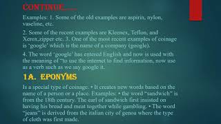 Word Formation Processes In English Coinage Eponyms Borrowing and Compounding [upl. by Sladen]