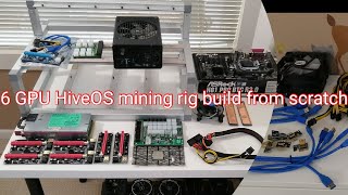 6 GPU Hive OS mining rig build from scratch [upl. by Ycnan]