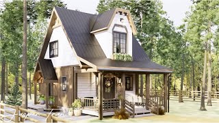 Design Ideas Cozy and Charming Amazing Tiny Cottage House  8x8m 26x26 [upl. by Okkin25]