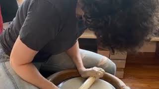 Throwing a plate with PVC pipe on a potters wheel [upl. by Afinom]