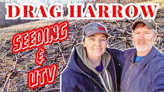 DRAG HARROW SEEDING HAY FIELD PERMACULTURE PASTURE MANAGEMENT DRAG HARROW PERMACULTURE [upl. by Carlstrom]