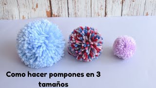 🧶Como hacer pompones de 3 tamaños con un cartón📦How to make 3 size pom poms out of cardboard [upl. by Shamma]