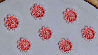 Easy and beautiful stitch flower design Hand embroidery [upl. by Ladnik]