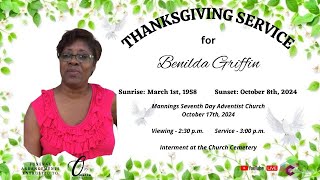 Thanksgiving Service for the life of Benilda Griffin [upl. by Aihsal]