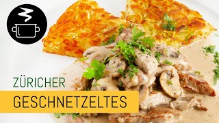 Feines Züricher Geschnetzeltes mit Kartoffelrösti und Champignons [upl. by Anaj726]