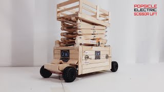 How to make Electric Scissor Lift from popsicle sticks  Wow Amazing Lift  Popsicle Lift [upl. by Remos]