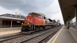 horn salute CN train A435 at Brampton with an interesting lashup ￼￼ [upl. by Johnston]