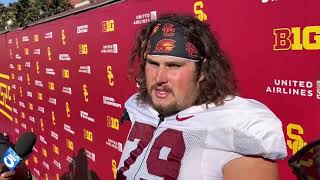 USC C Jonah Monheim talks adjustments at center and more [upl. by Yniar]