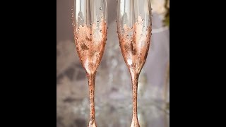 Bronze Wedding Personalized Champagne Glasses Rose Gold Engraved Toasting Flutes by DiAmoreDS [upl. by Aissatsan]