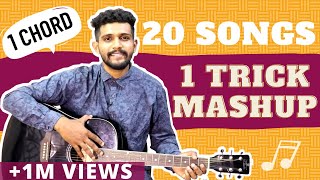 1 Chord  1 Trick  20 Guitar songs MASHUP Lesson  BollywoodHindi Songs Mashup  One chord [upl. by Aridan]