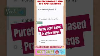 Biotechnology And its Applications class 12  Important mcqs  neet2025 neet shorts like [upl. by Suanne]