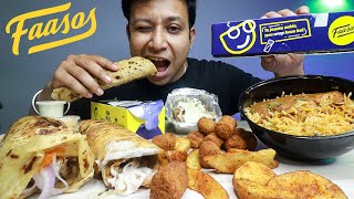 Faasos Mukbang  Butter Chicken Rice Bowl Chicken Cheese Melt Wrap MakhaniFalafel Wrap amp Egg Roll [upl. by Tatianna755]