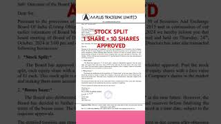 💥 1 SHARE  10 SHARES 💥 AA plus tradelink Ltd share stocksplit update stockmarket bse nse smju [upl. by Christmann]