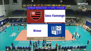 SESC FLAMENGO X GERDAU MINAS  SUPERLIGA FEMININA 2324 ❤❤❤AMO VÔLEI🏐🏐🏐 [upl. by Lonnard]