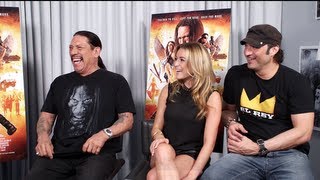 MACHETE KILLS Interview Robert Rodriguez Danny Trejo and Alexa Vega [upl. by Tonjes]