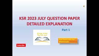 KSR Previous question paper Explanation  KSR Lower July 2023 departmentalexam [upl. by Yenar298]