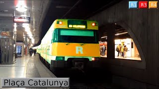 Rodalies Barcelona  Plaça Catalunya R1  R3  R4  R12  Renfe 447 [upl. by Iuqcaj243]