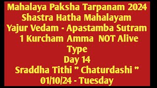 Malaya Paksham 24 Yajur Vedam Apastamba Sutram 1 Kurcham Amma NOT Alive Day 14 Chaturdashi 011024 [upl. by Eissej]