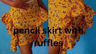 how to make a pencil skirt with side ruffle [upl. by Laehcim788]