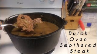 Smothered Steak with Homemade Beef amp Ale Gravy in a Dutch Oven Comfort food for your camping trip [upl. by Caplan]