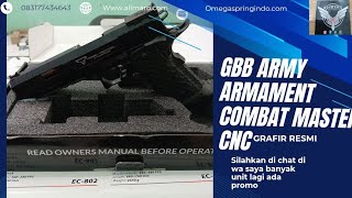 airsoft review Army Armament Combat Master GBB AirsoftCNC Aluminum Black R601Hgrafir resmi [upl. by Eseilanna]