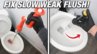 How To FIX A SLOW amp Weak Flushing Toilet 4 Different Ways Guaranteed DIY For Beginners [upl. by Simaj]