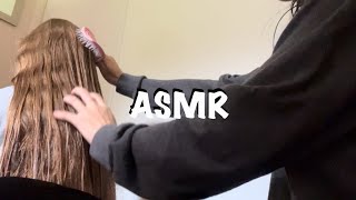 ASMR real person hair play and brushing w sis [upl. by Ainotahs]