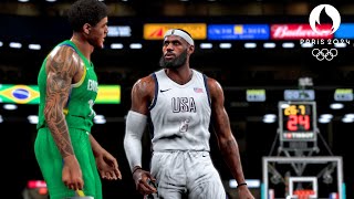 NBA 2K24 Live Simulation  USA vs Brazil FULL GAME  Olympic Mens Basketball Quarterfinals [upl. by Hebel]