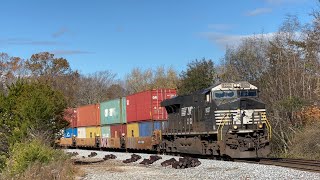 NS ES44AC 8027 w Horn Salute Leads Stacks amp Racks 278 on 112124 [upl. by Bocock]