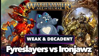 Fyreslayers vs Ironjawz  Age of Sigmar Battle Report [upl. by Derina]