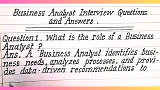 Interview Question  Business Analyst Interview Questions and Answers [upl. by Brosine]