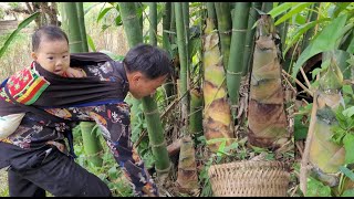 Boil water to make porridge for the children to eat cut bamboo shoots to sell [upl. by Egres]