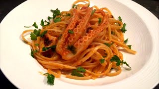 Recette POULPE SPAGHETTI  Cuisine Italienne  Linguine aux fruits de mer Pieuvre [upl. by Howzell]