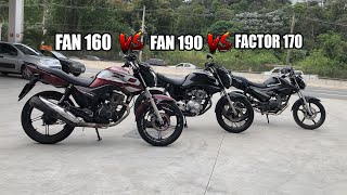 RACHA FACTOR 170CC VS FAN 190CC VS FAN 160CC COM COMANDO PREPARADO🚀🔥 [upl. by Auqenwahs]