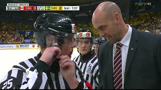 Terrible call by the Referees on a boarding on Owen Beck Canada vs Sweden World Jr 2023  2024 [upl. by Annoeik441]