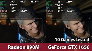 GeForce GTX 1650 vs Radeon 890M Ryzen AI 9 HX 370 Comparison in 10 Games at 1080p [upl. by Woolcott]