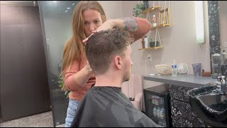 Ultimate Men’s Haircut  Salon ASMR with Beard Trim Gentle Humming Shampoo amp Cape Sounds [upl. by Bowes]