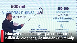 Infonavit creará empresa para construir un millón de viviendas destinarán 600 mmdp [upl. by Mcintyre802]