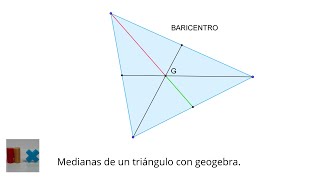 Medianas de un triángulo con Geogebra Baricentro [upl. by Halbert698]