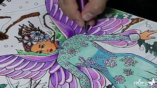 Freebie Friday by ColorIt Free Adult Coloring Pages  Snow Fairy Coloring Timelapse [upl. by Stempien]