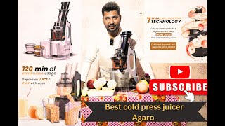 AGARO Imperial slow Juicer Unboxing  Best Cold press Juicer  Review with Demo [upl. by Beale]