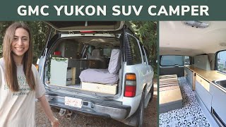 SUV CAMPER TOUR  My DIY conversion for solo female van life in a GMC Yukon [upl. by Akinna]