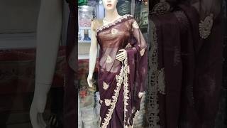 Chiffon fabric siroski work latest trending designer saree youtubeviral youtubeshorts viralshort [upl. by Everard]