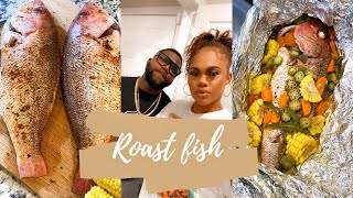 JAMAICAN STUFFED OVEN ROAST FISH  WatchCrissyWork [upl. by Hung]