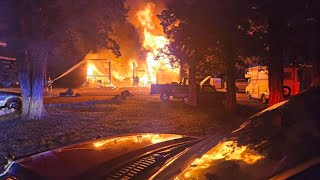 Large fire destroys shop classic cars near Sisters Wednesday [upl. by Atalayah]