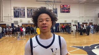 Varina senior guard KJ Wyche after 9151 win over Dinwiddie in Region 4B boys basketball final [upl. by Yelkrab]