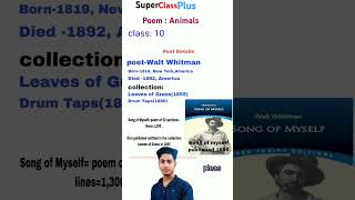 Class 10Animals poem  poet detailsenglish superclassplus [upl. by Caldeira]