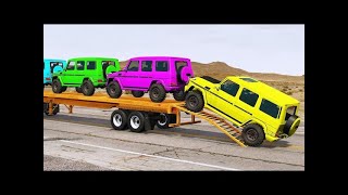 TRANSPORTING PIXAR CARS amp FRUITS WITH COLORED amp JOHN DEERE vs CLAAS vs TRACTORS  BeamNGdrive [upl. by Tavia339]