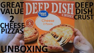 Unboxing Great Value Deep Dish Crust 2 Cheese Pizzas [upl. by Aicac]