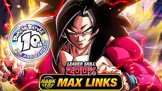 WTF 10TH ANNIVERSARY BUFFS LEVEL 10 LINKS 100 EZA LR AGL SSJ4 GOKU DBZ Dokkan Battle [upl. by Perice]